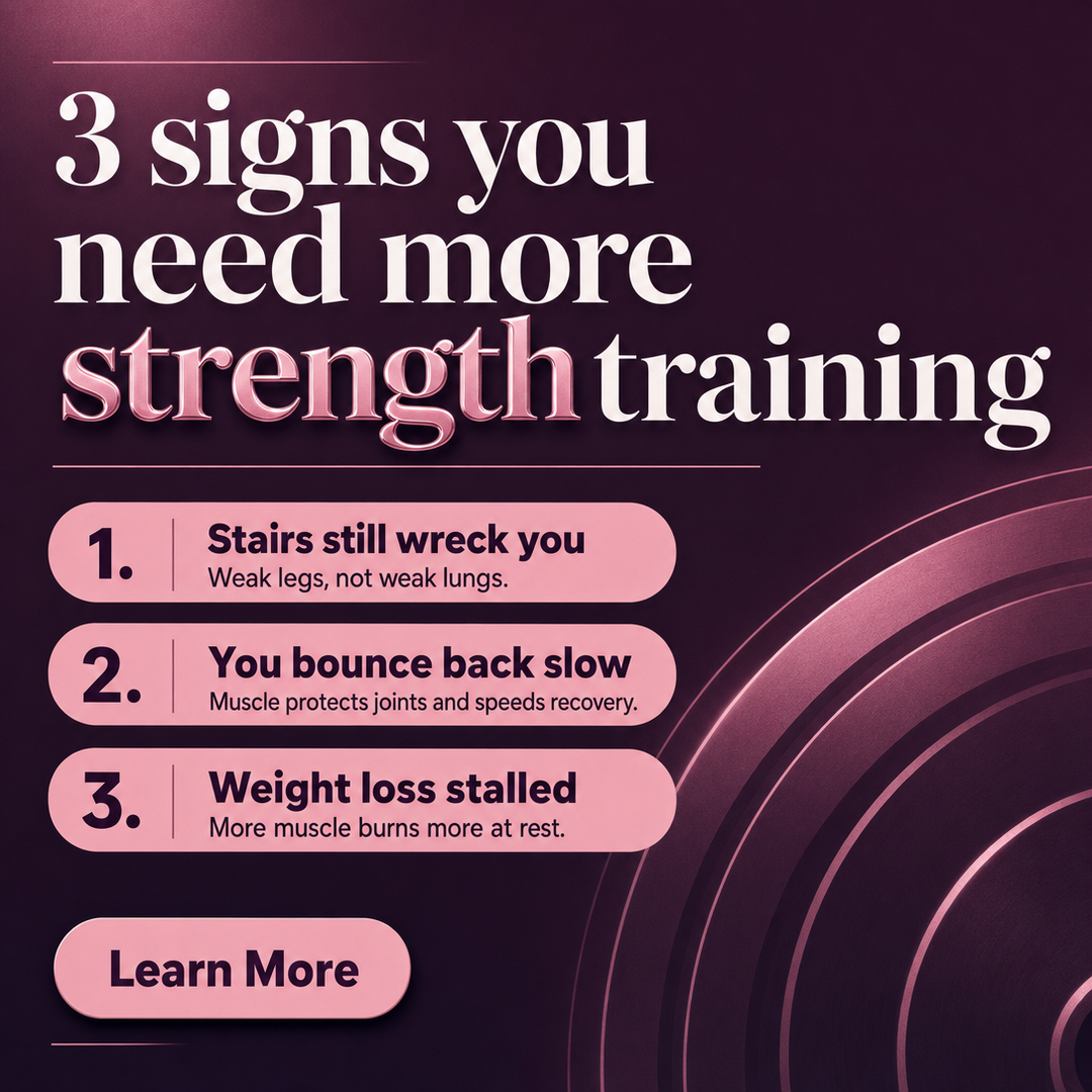 Fitness / Gym social media post example generated with Draftovo — 3 signs you need more strength training
