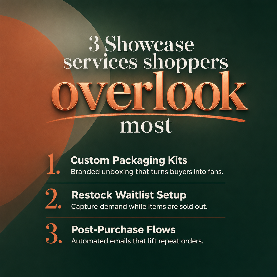 Retail / E-commerce social media post example generated with Draftovo — 3 Showcase services shoppers overlook most