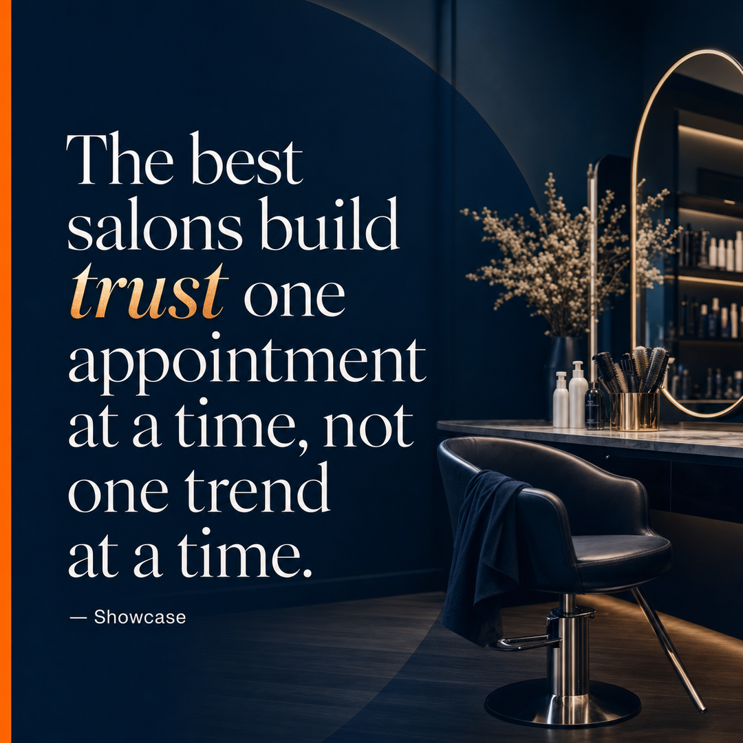 Beauty / Salon social media post example generated with Draftovo — The best salons build trust one appointment at a time, not one trend at a time.