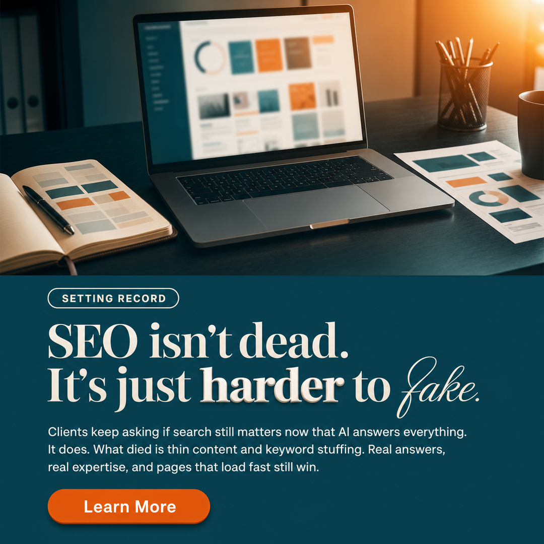 Marketing / Agency social media post example generated with Draftovo — SEO isn't dead. It's just harder to fake.