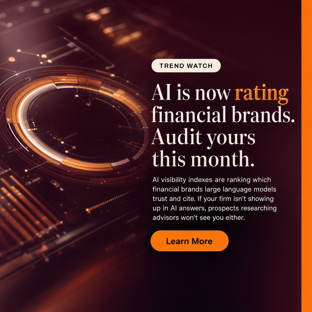 Financial Services social media post example generated with Draftovo — AI is now rating financial brands. Audit yours this month.