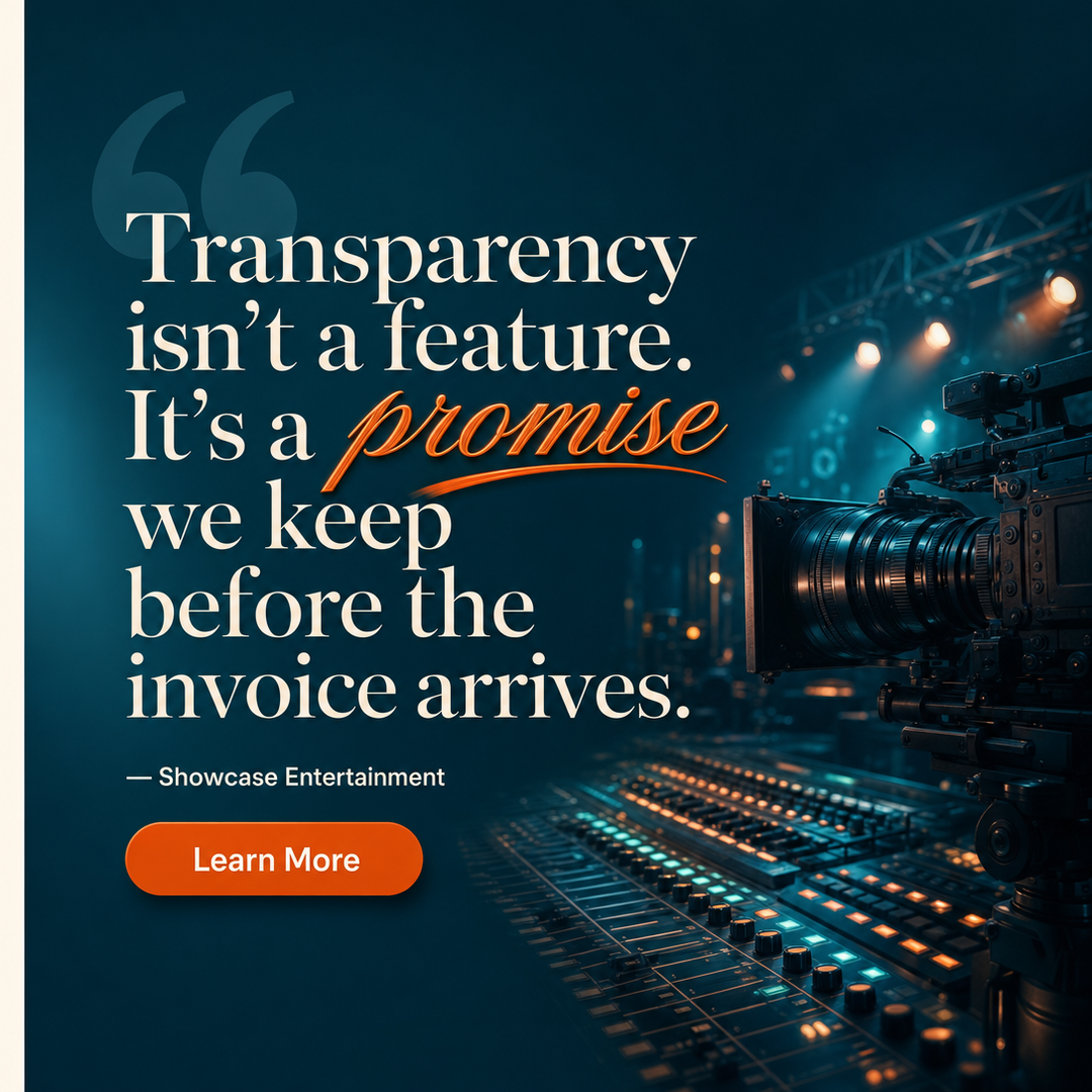 Entertainment social media post example generated with Draftovo — Transparency isn't a feature. It's a promise we keep before the invoice arrives.