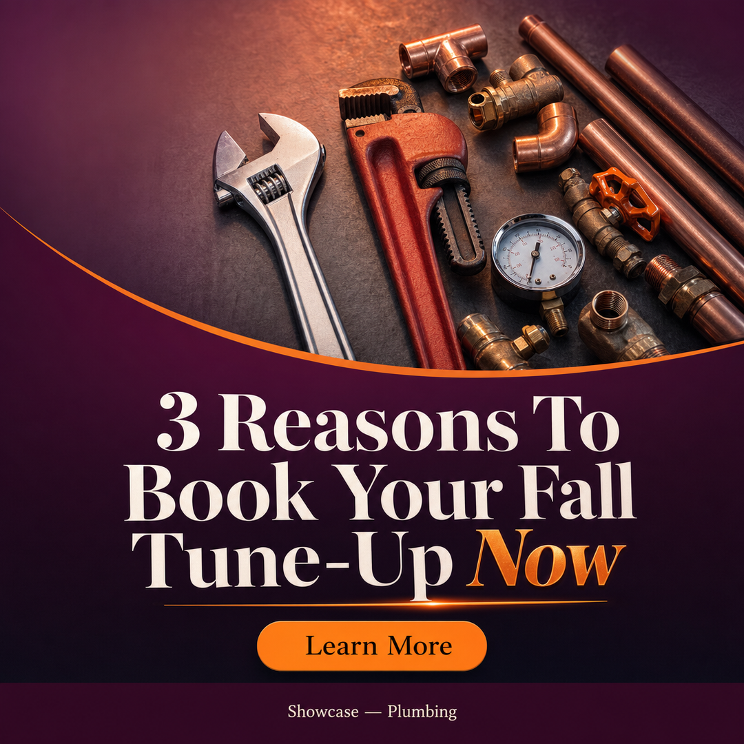 Plumbing social media post example generated with Draftovo — 3 Reasons To Book Your Fall Tune-Up Now