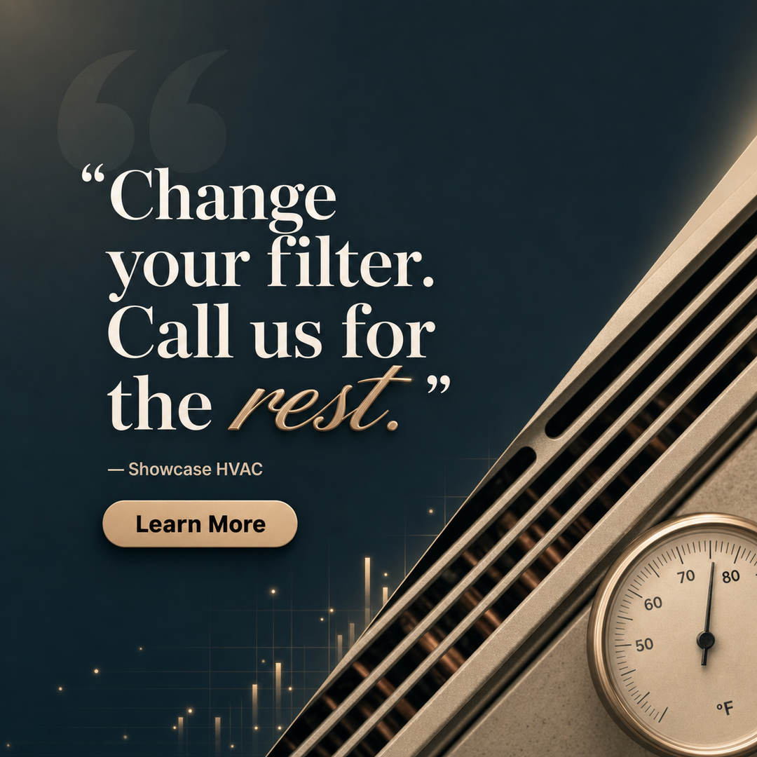 HVAC social media post example generated with Draftovo — Change your filter. Call us for the rest.