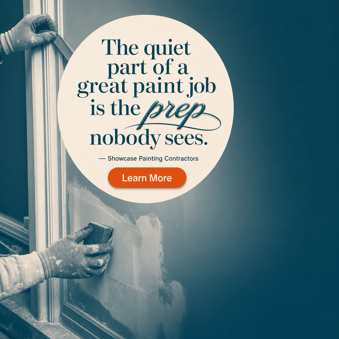 Painting Contractors social media post example generated with Draftovo — The quiet part of a great paint job is the prep nobody sees.