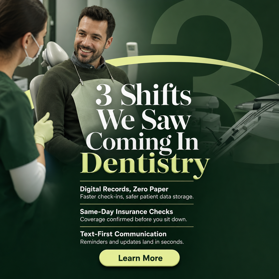 Dental Practice social media post example generated with Draftovo — 3 Shifts We Saw Coming In Dentistry