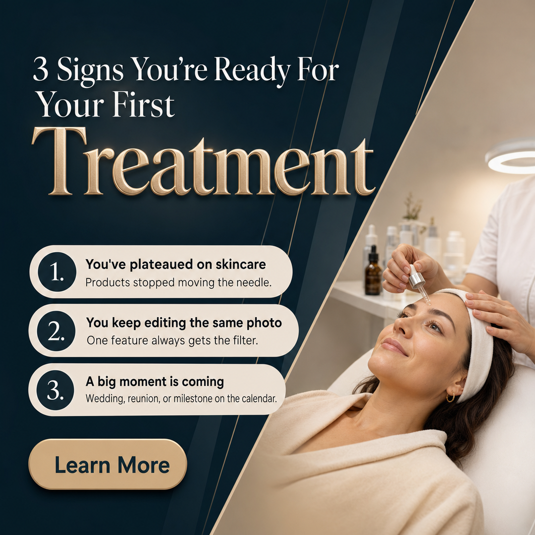 Med Spa / Aesthetics social media post example generated with Draftovo — 3 Signs You're Ready For Your First Treatment