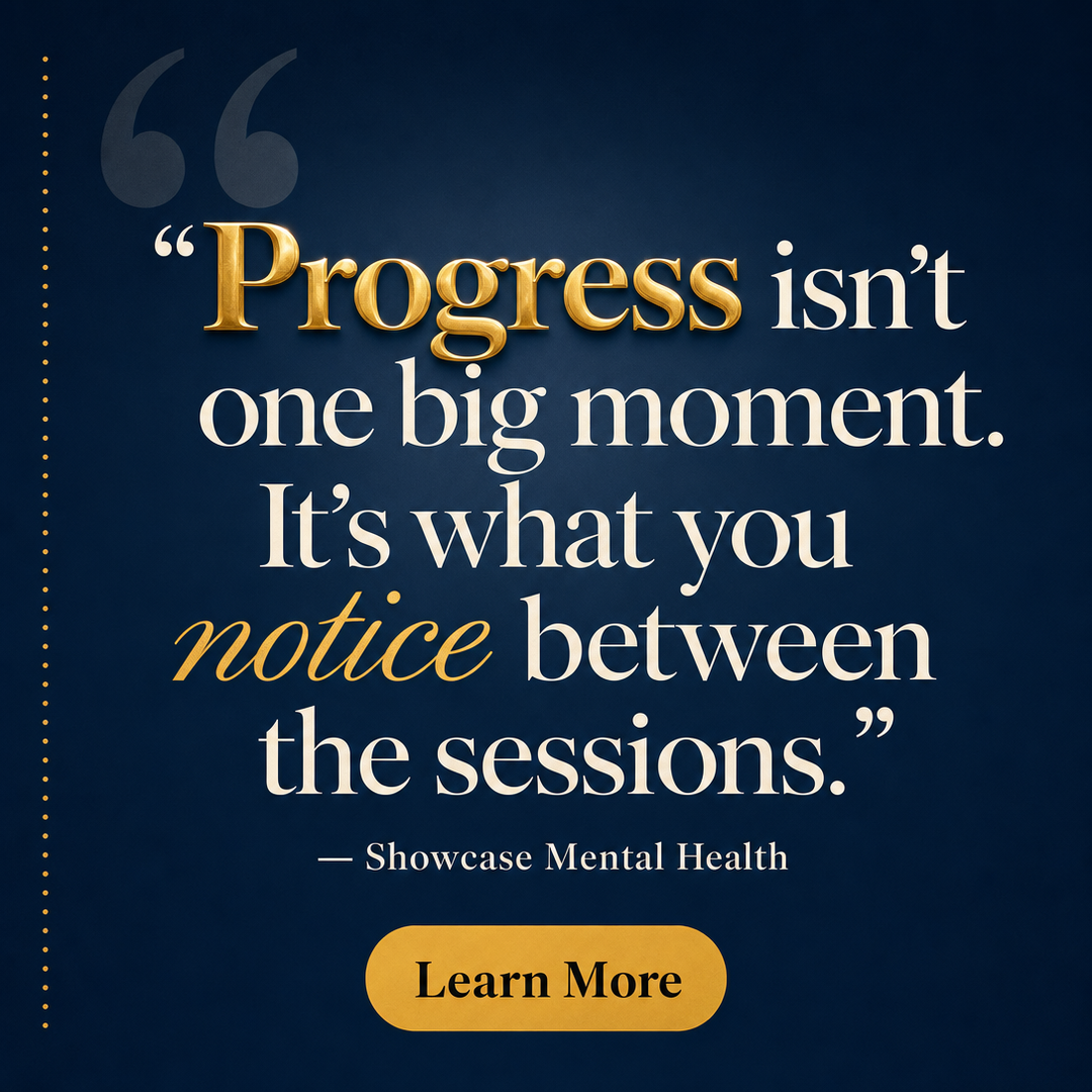 Mental Health / Therapy social media post example generated with Draftovo — Progress isn't one big moment. It's what you notice between the sessions.
