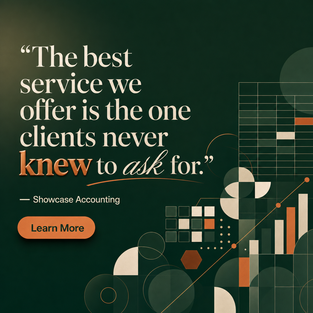Accounting / CPA social media post example generated with Draftovo — The best service we offer is the one clients never knew to ask for.