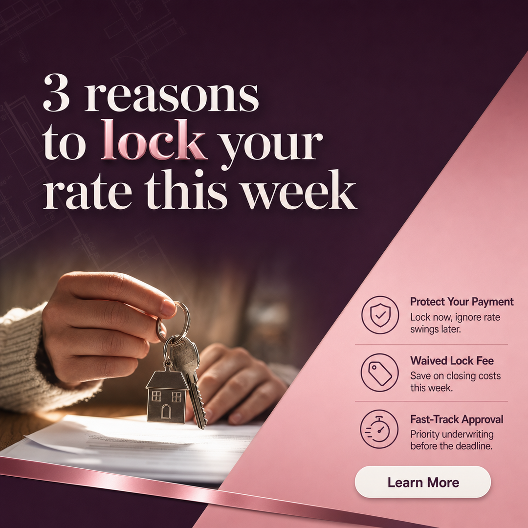 Mortgage Lender social media post example generated with Draftovo — 3 reasons to lock your rate this week