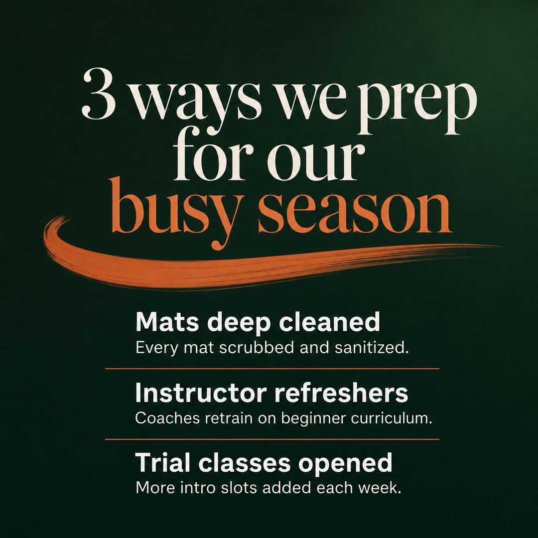 Martial Arts social media post example generated with Draftovo — 3 ways we prep for our busy season