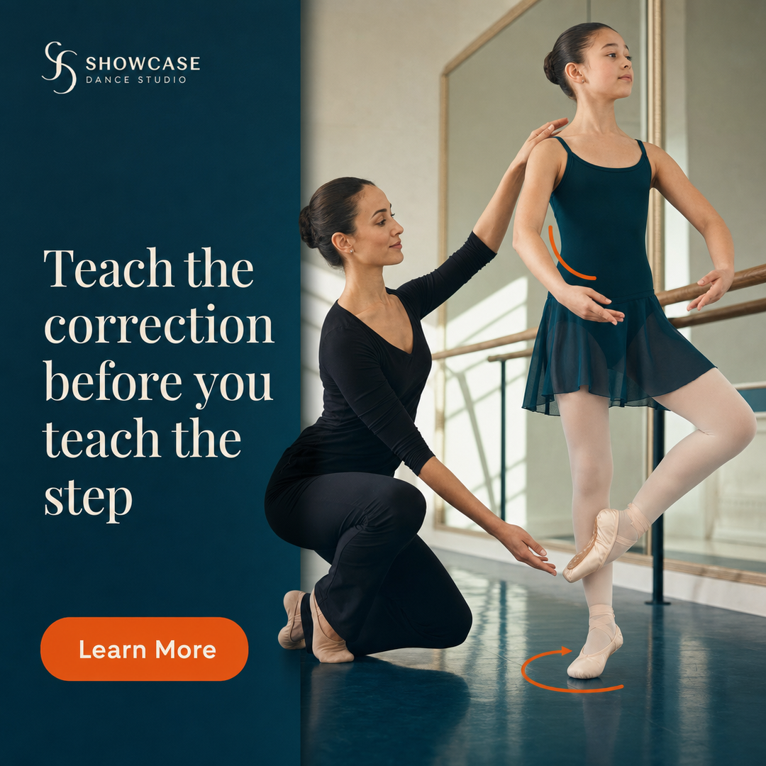 Dance Studio social media post example generated with Draftovo — Teach the correction before you teach the step